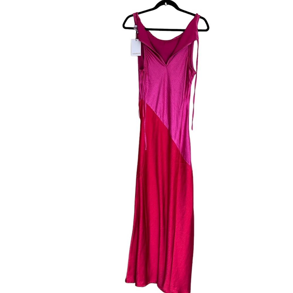 NWT Sugarlips Colorblock Satin Midi Dress - Picture 9 of 9
